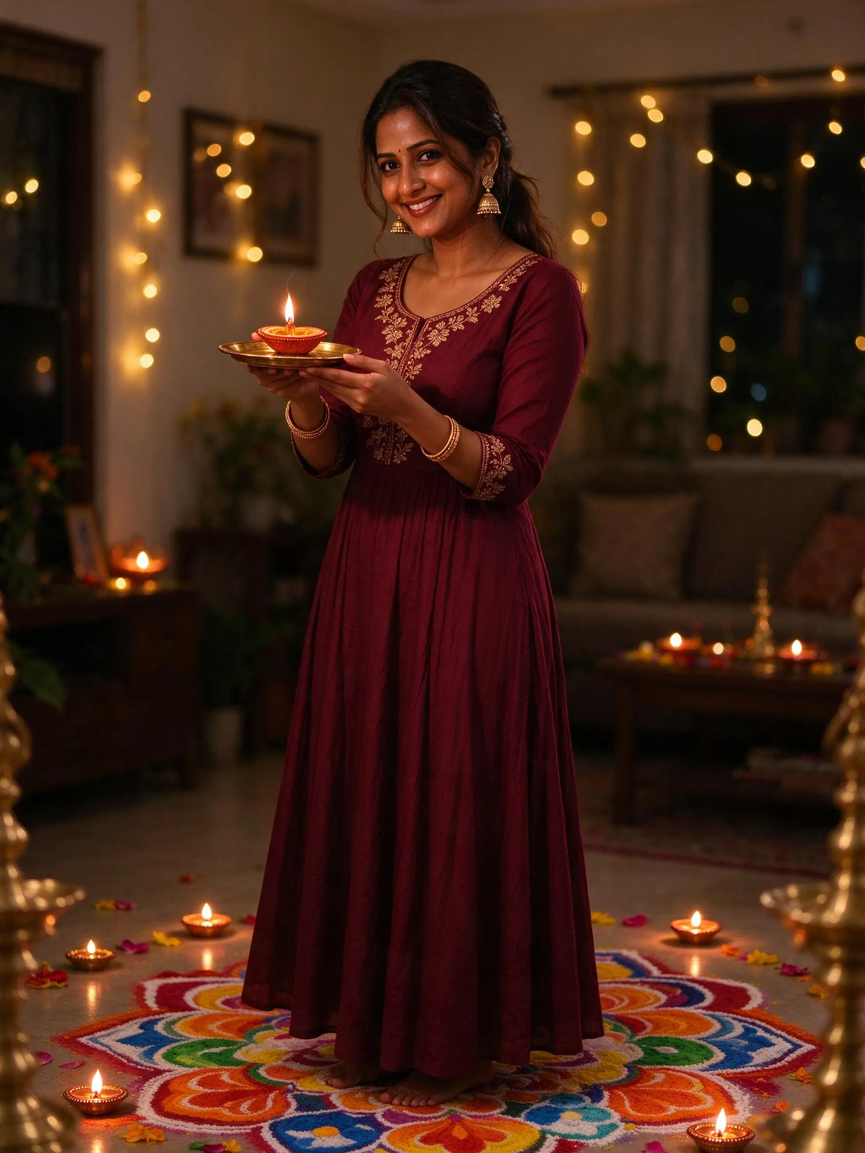 A diya-light Diwali portrait generated from the first prompt in this guide