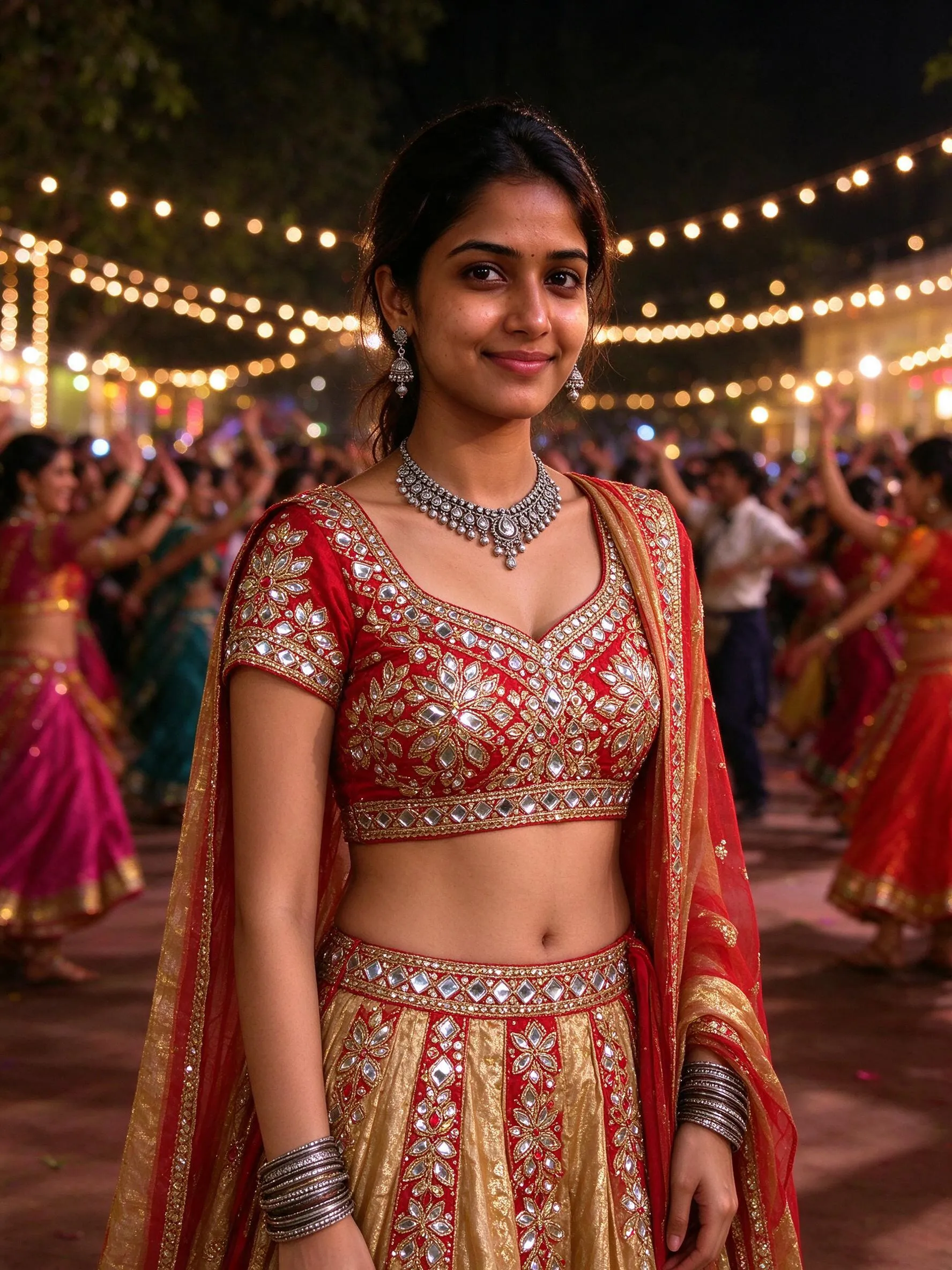 After: the same face dressed for garba night