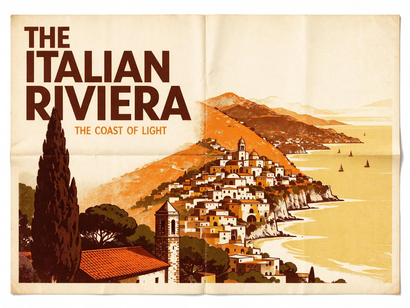 Retro Print — AI-generated sample (the Italian Riviera)